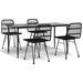 5 Piece Garden Dining Set Black Poly Rattan Topinnt