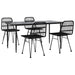 5 Piece Garden Dining Set Black Poly Rattan Topinnt