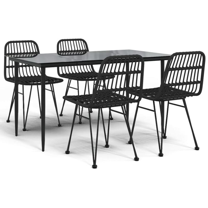 5 Piece Garden Dining Set Black Poly Rattan Topinnx
