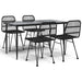 5 Piece Garden Dining Set Black Poly Rattan Topinnx