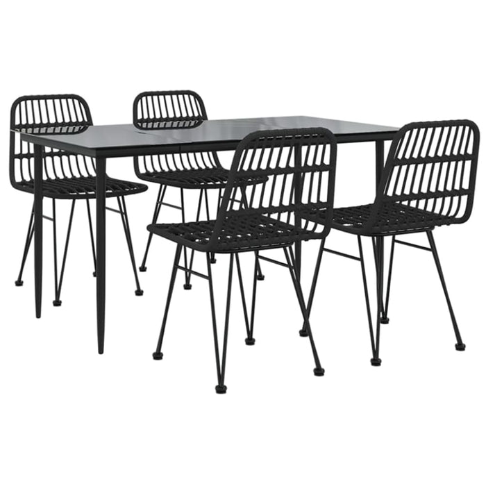 5 Piece Garden Dining Set Black Poly Rattan Topinnx