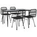 5 Piece Garden Dining Set Black Poly Rattan Topinnx