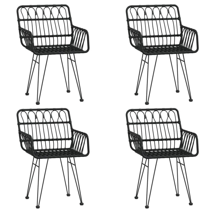 5 Piece Garden Dining Set Black Poly Rattan Topinpp