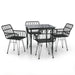 5 Piece Garden Dining Set Black Poly Rattan Topinpt