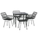 5 Piece Garden Dining Set Black Poly Rattan Topinpt
