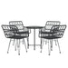 5 Piece Garden Dining Set Black Poly Rattan Topintn