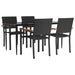 5 Piece Garden Dining Set Black Poly Rattan Topllna