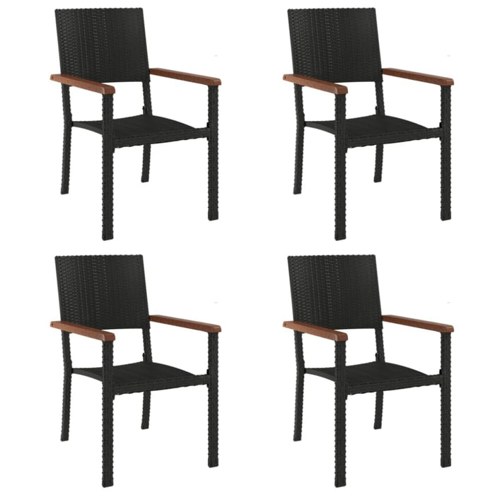 5 Piece Garden Dining Set Black Poly Rattan Topllna