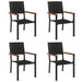 5 Piece Garden Dining Set Black Poly Rattan Topllna