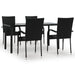 5 Piece Garden Dining Set Black Poly Rattan Topllpl