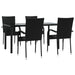5 Piece Garden Dining Set Black Poly Rattan Topllpl