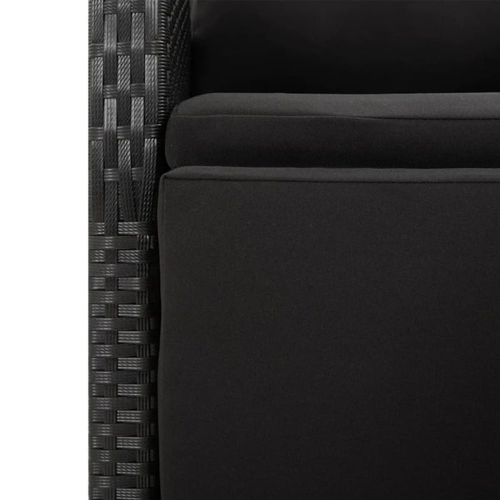 5 Piece Garden Dining Set Black Poly Rattan&solid Wood