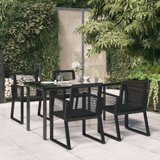 5 Piece Garden Dining Set Black Pvc Rattan Toplpaa