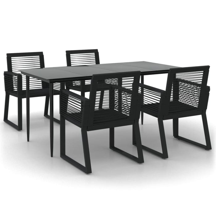 5 Piece Garden Dining Set Black Pvc Rattan Toplpan