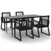 5 Piece Garden Dining Set Black Pvc Rattan Toplpan