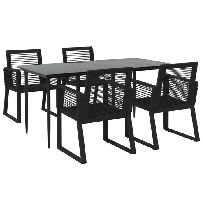 5 Piece Garden Dining Set Black Pvc Rattan Toplpan
