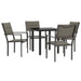 5 Piece Garden Dining Set Black Steel and Textilene Txbbiat