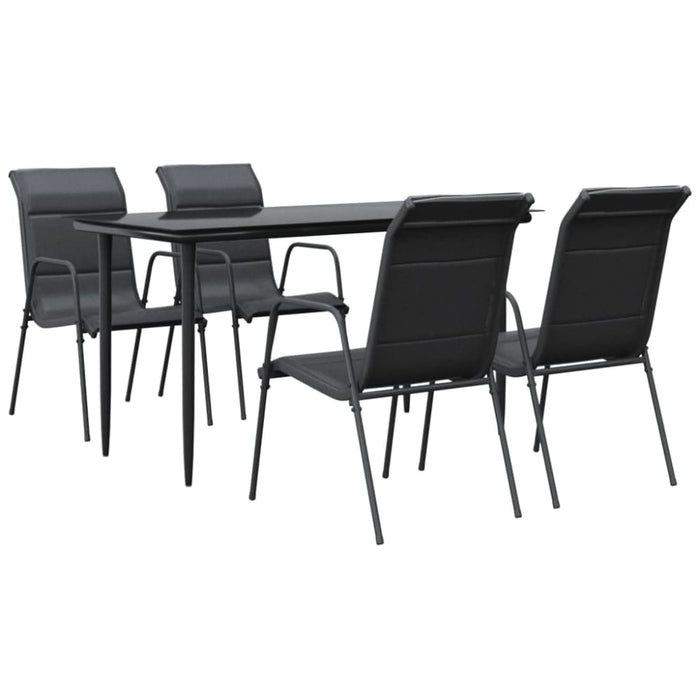 5 Piece Garden Dining Set Black Steel and Textilene Txbbiba