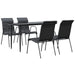 5 Piece Garden Dining Set Black Steel and Textilene Txbbiba