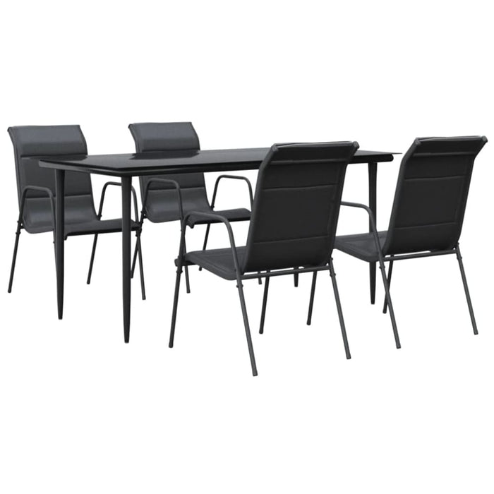 5 Piece Garden Dining Set Black Steel and Textilene Txbbibl