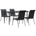 5 Piece Garden Dining Set Black Steel and Textilene Txbbibl