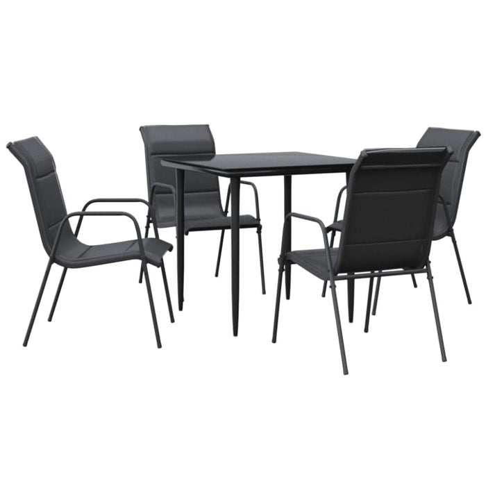 5 Piece Garden Dining Set Black Steel and Textilene Txbbibt