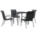 5 Piece Garden Dining Set Black Steel and Textilene Txbbibt