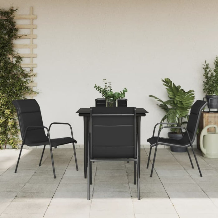 5 Piece Garden Dining Set Black Steel and Textilene Txbbibt
