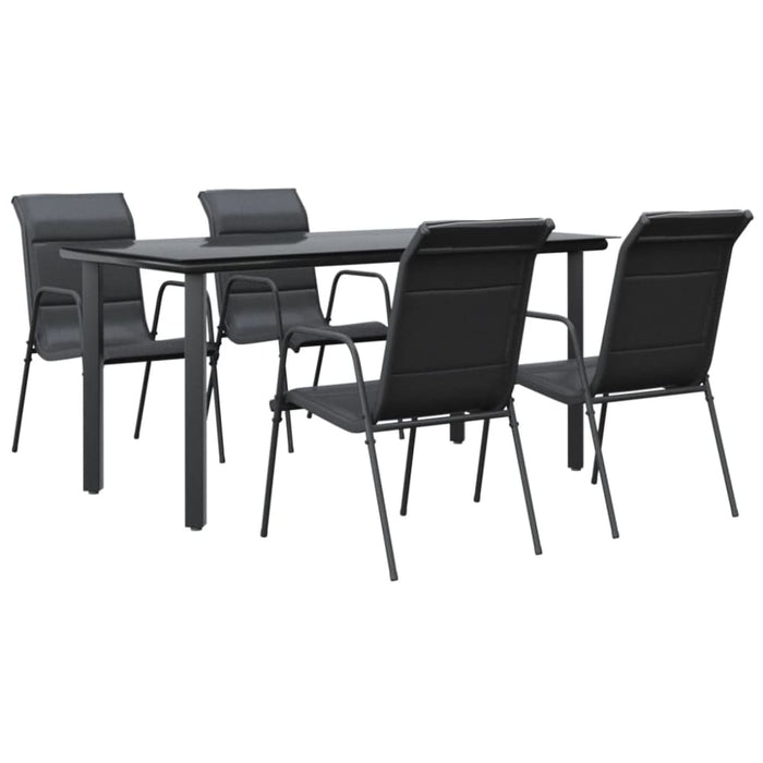 5 Piece Garden Dining Set Black Steel and Textilene Txbbioa