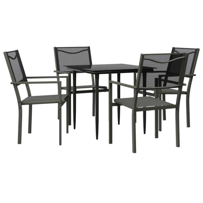 5 Piece Garden Dining Set Black Steel and Textilene Txbbiok