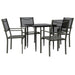 5 Piece Garden Dining Set Black Steel and Textilene Txbbiok