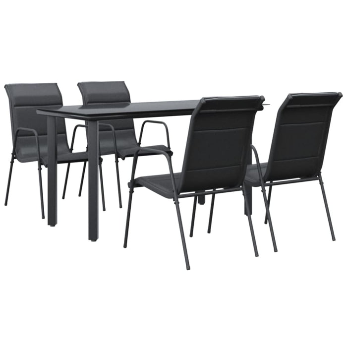 5 Piece Garden Dining Set Black Steel and Textilene Txbbiox