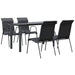 5 Piece Garden Dining Set Black Steel and Textilene Txbbiox