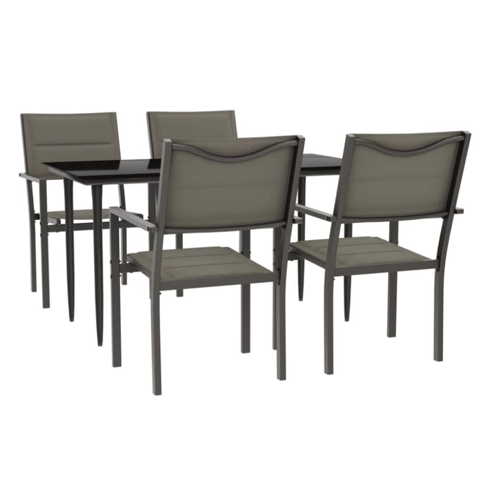 5 Piece Garden Dining Set Black Steel and Textilene Txbbitl