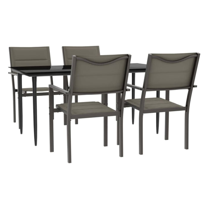 5 Piece Garden Dining Set Black Steel and Textilene Txbbitn