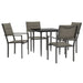 5 Piece Garden Dining Set Black Steel and Textilene Txbbitp