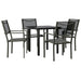5 Piece Garden Dining Set Black Steel and Textilene Txbbixi