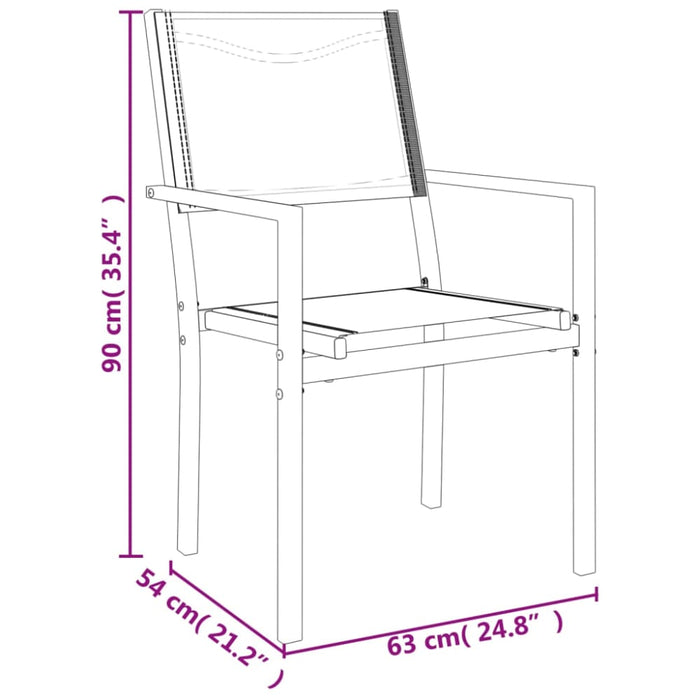 5 Piece Garden Dining Set Black Steel and Textilene Txbbixi