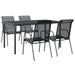 5 Piece Garden Dining Set Black Steel and Textilene Txbblin