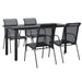 5 Piece Garden Dining Set Black Steel and Textilene Txbblka