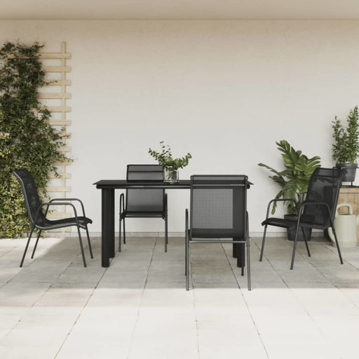 5 Piece Garden Dining Set Black Steel and Textilene Txbblkx