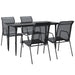 5 Piece Garden Dining Set Black Steel and Textilene Txbblna