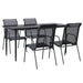 5 Piece Garden Dining Set Black Steel and Textilene Txbblnl