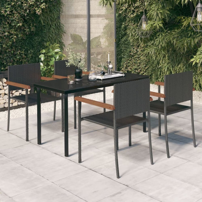 5 Piece Garden Dining Set Black Tbkkaop