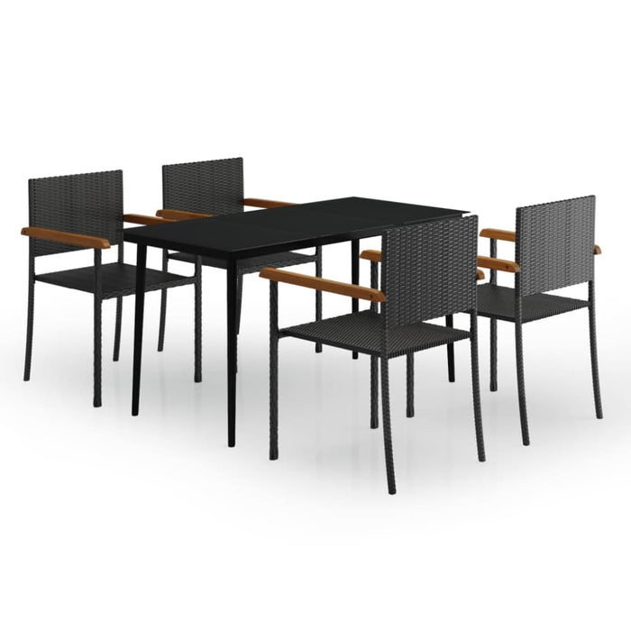 5 Piece Garden Dining Set Black Tbkkaxo