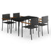 5 Piece Garden Dining Set Black Tbkkaxo