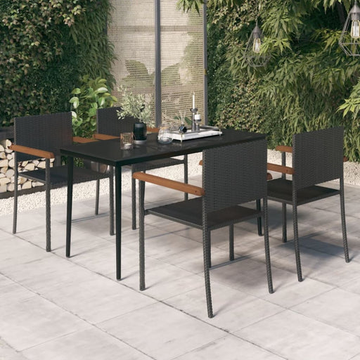 5 Piece Garden Dining Set Black Tbkkaxo