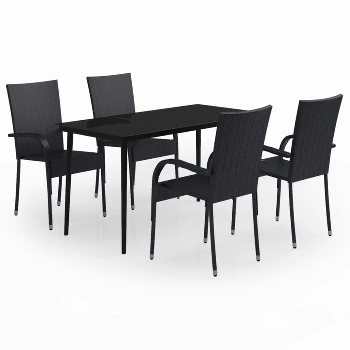 5 Piece Garden Dining Set Black Tbkktki