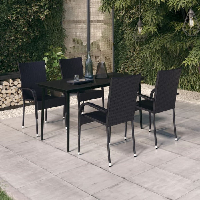 5 Piece Garden Dining Set Black Tbkktki