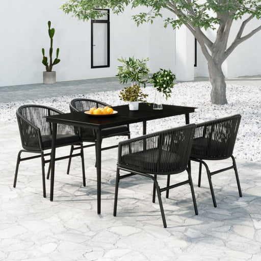 5 Piece Garden Dining Set Black Tbkkxao